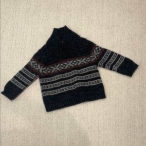 Cozy Black and White Shawl Collar Knit Sweater